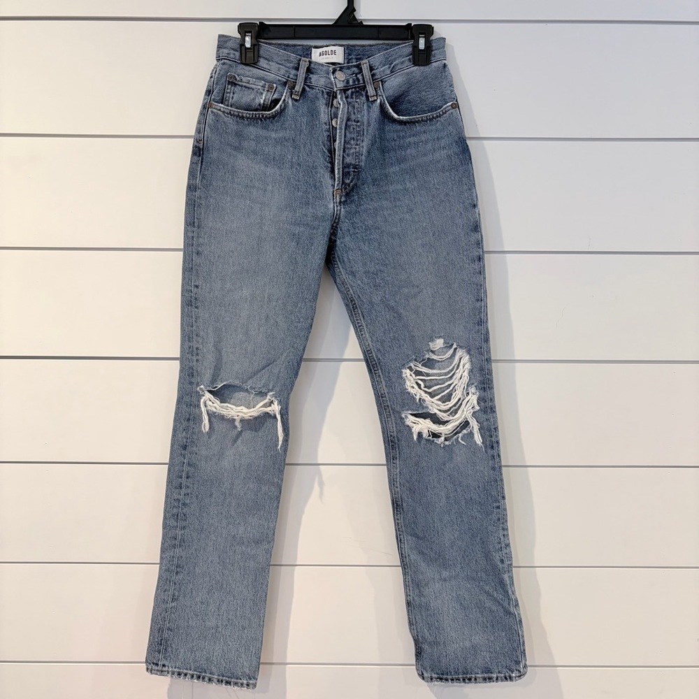 AGOLDE 90s High Rise Straight Distressed Jeans 25 Premium Vintage